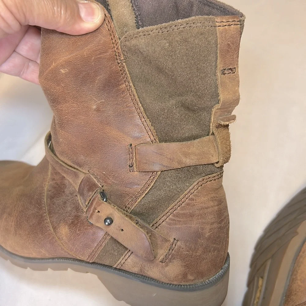 NEW Teva Zip Closure Camel Leather Suede Ankle Boots Women’s Size 6 - Picture 10 of 16